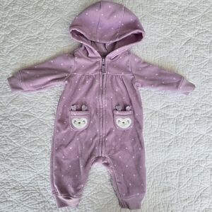 Carter's Newborn Fleece Footless One Piece Purple Polkadot NB
